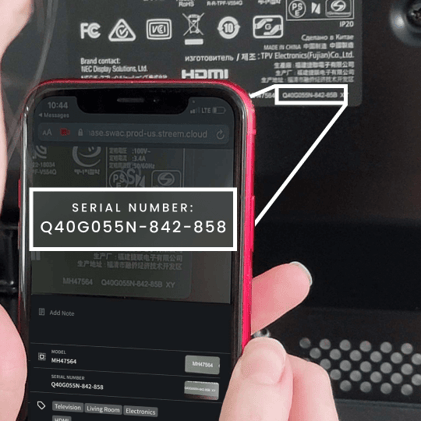 Streem ar remote assistance call–reviewing a serial number
