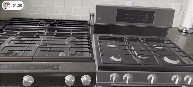 Retail use case of AR always-on spatial content in a kitchen, looking at a stove