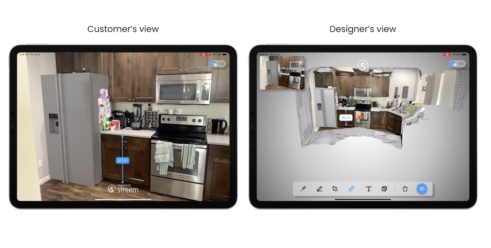 Interactive video use case from the customer's view and designer's view in an iPad